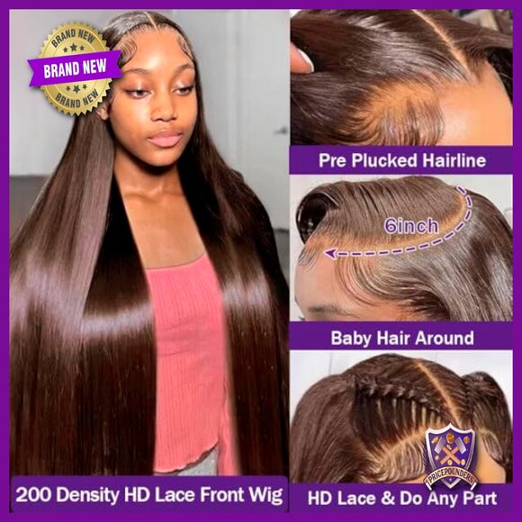 36 Inch Human Hair Lace Front Wig 200 Density 13x6 HD Transparent main image 6